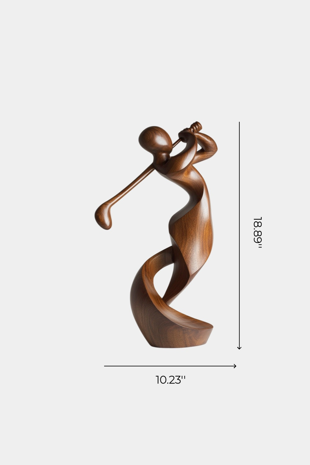 Carved Wood Golfer Sculpture | Abstract Golf Player Statue | Luxury Sports Decor
