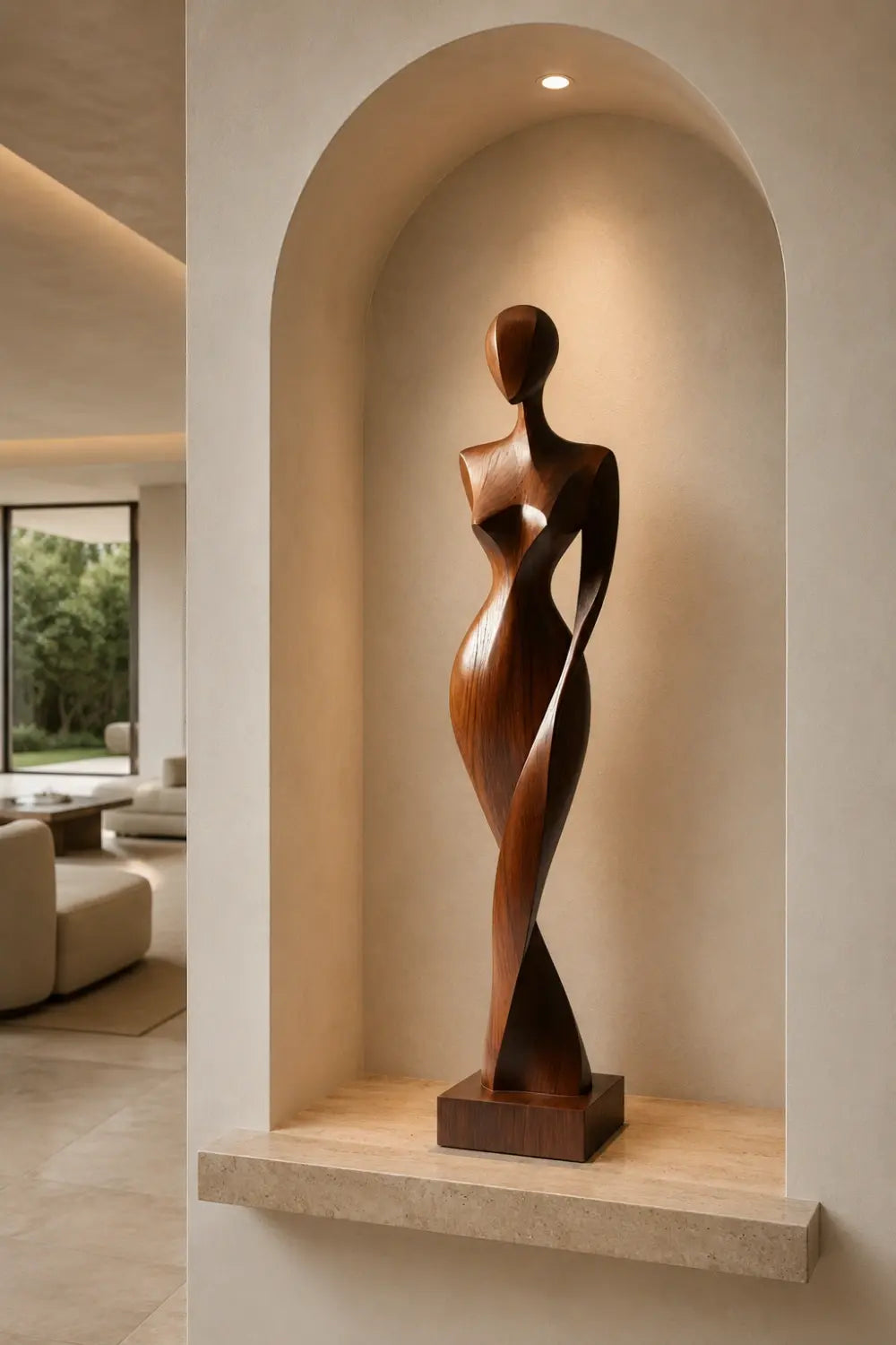 Abstract Wooden Female Statue | Modern Lady Decoration Gift
