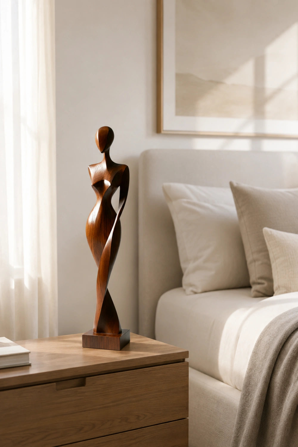 Abstract Wooden Female Statue | Modern Lady Decoration Gift