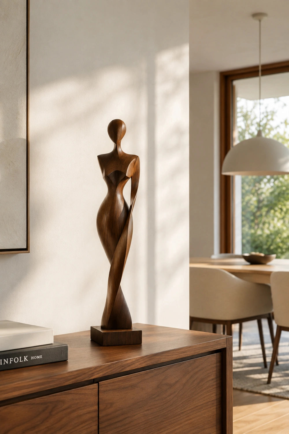 Abstract Wooden Female Statue | Modern Lady Decoration Gift