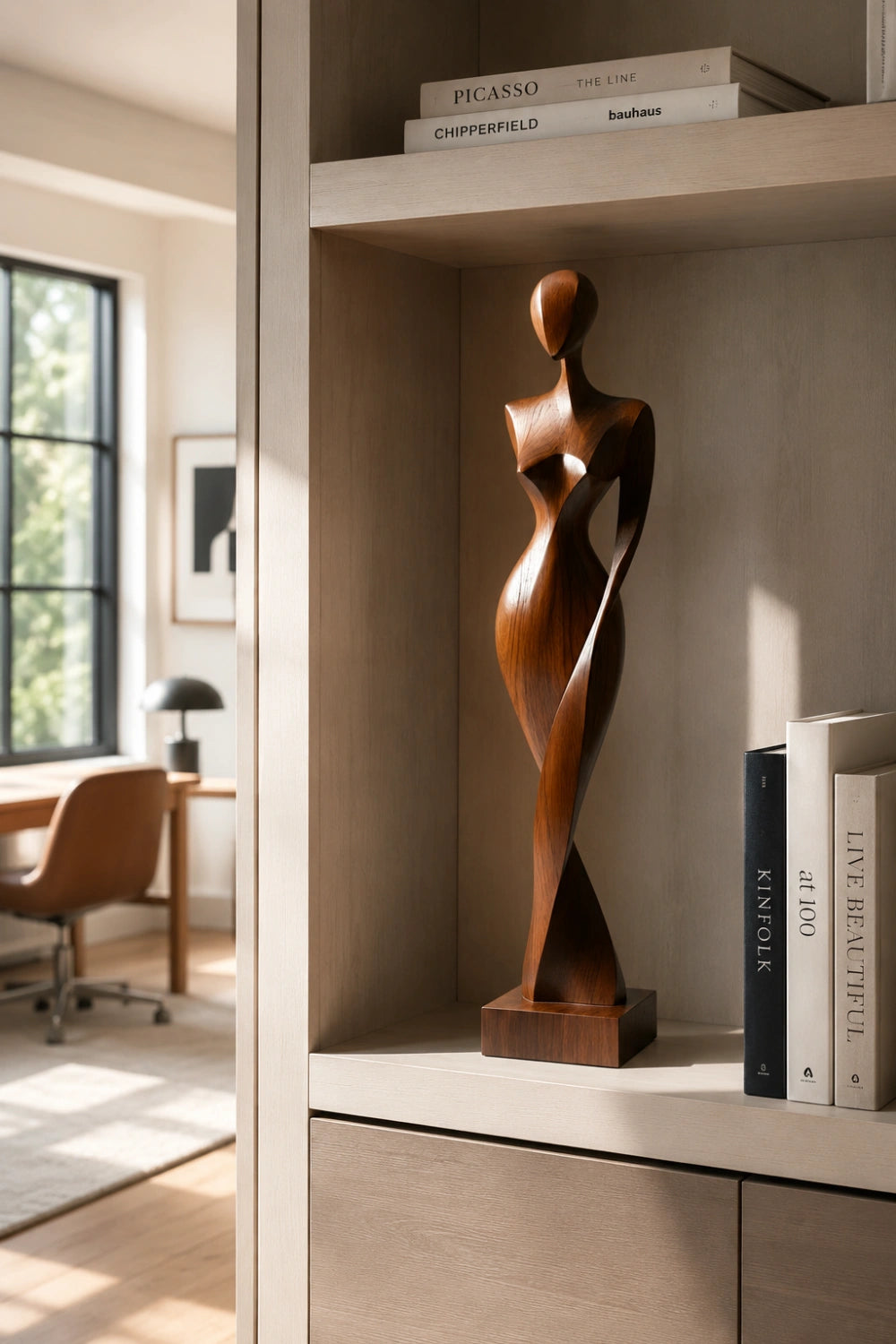 Abstract Wooden Female Statue | Modern Lady Decoration Gift