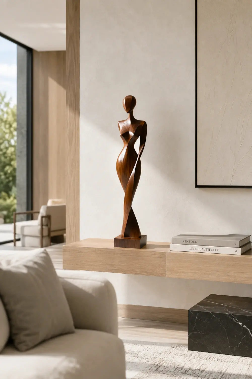 Abstract Wooden Female Statue | Modern Lady Decoration Gift