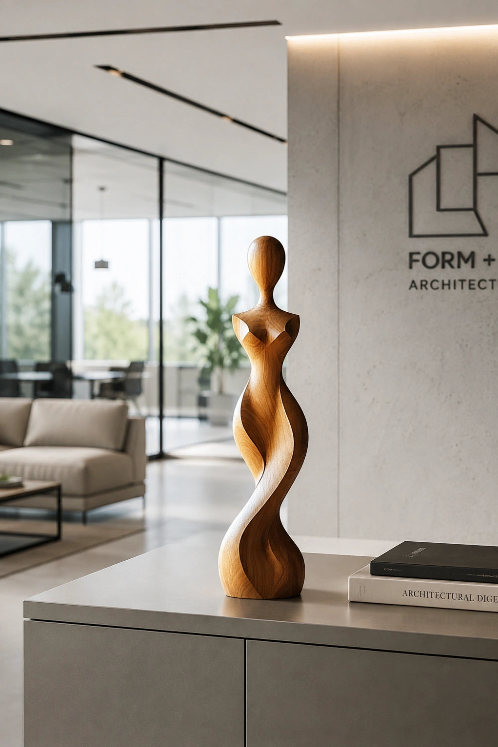 Abstract Female Torso Sculpture | Spiral Goddess Statue | Minimalist Wood Figurine