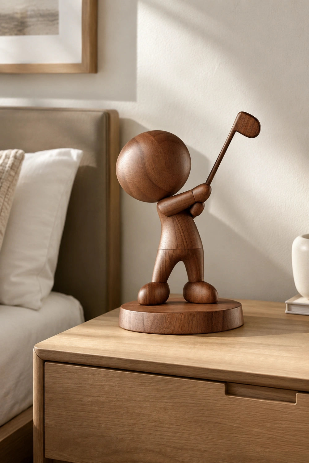 Carved Wooden Golfer Figurine | Golf Lover Decoration Gift