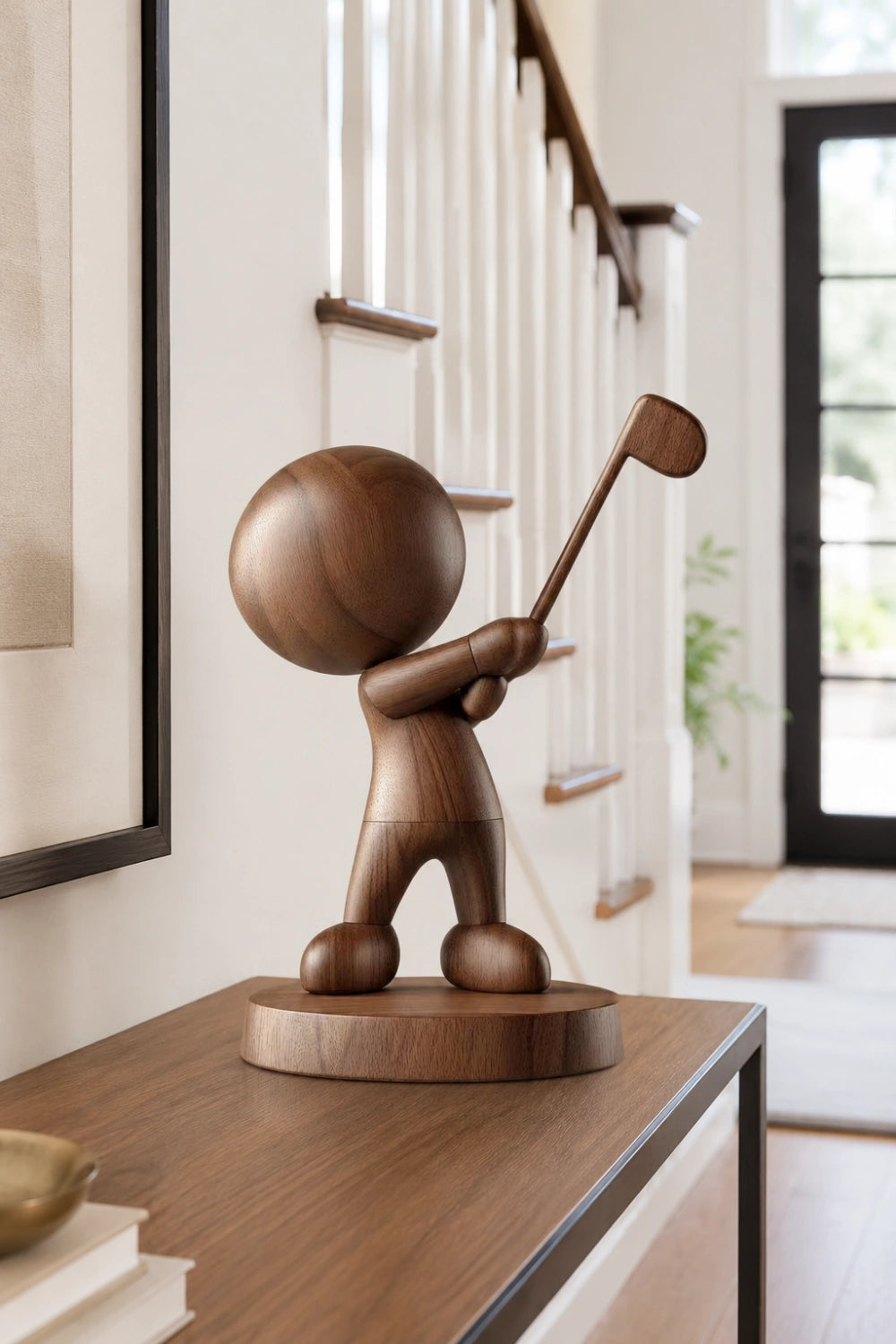 Carved Wooden Golfer Figurine | Golf Lover Decoration Gift