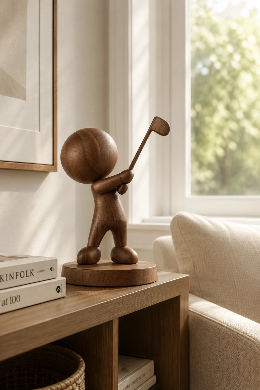 Carved Wooden Golfer Figurine | Golf Lover Decoration Gift