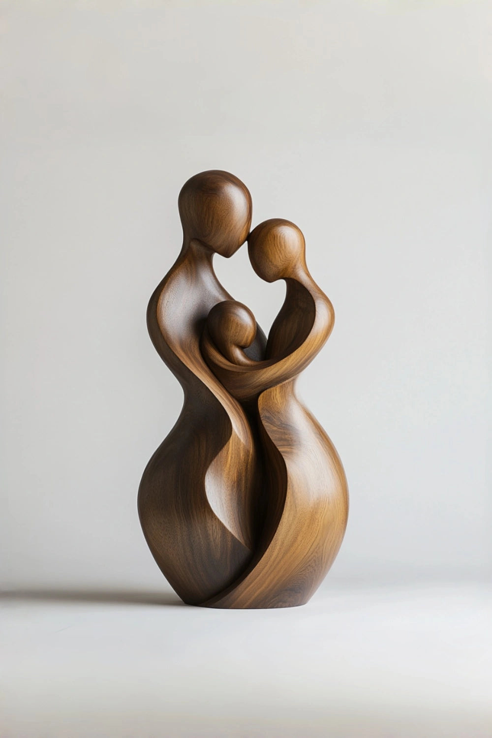 Carved Wooden Family Sculpture | Parents Child Decoration Gift