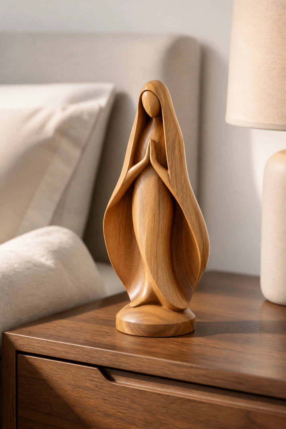 Carved Wood Praying Statue | Spiritual Home Decoration Gift