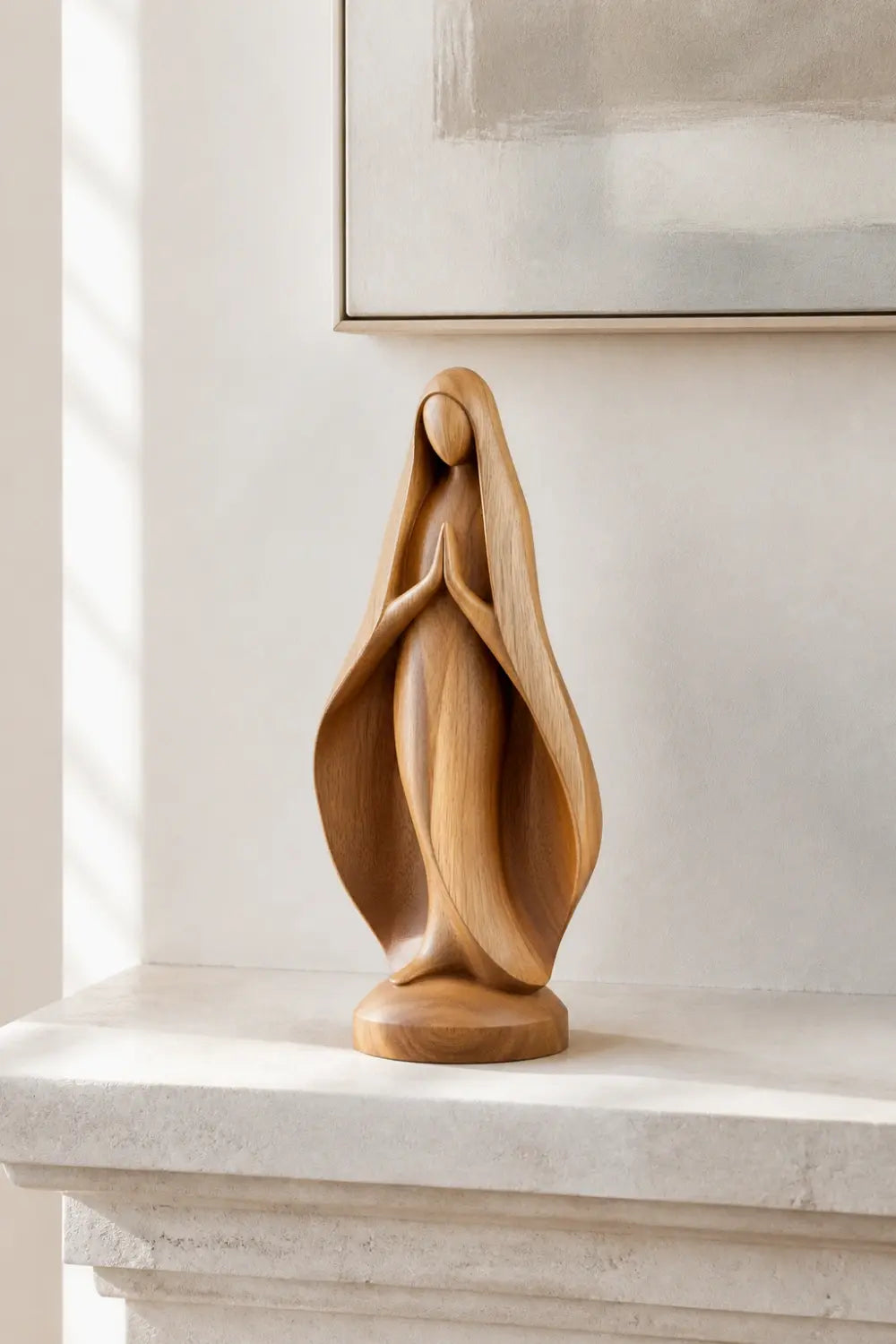 Carved Wood Praying Statue | Spiritual Home Decoration Gift