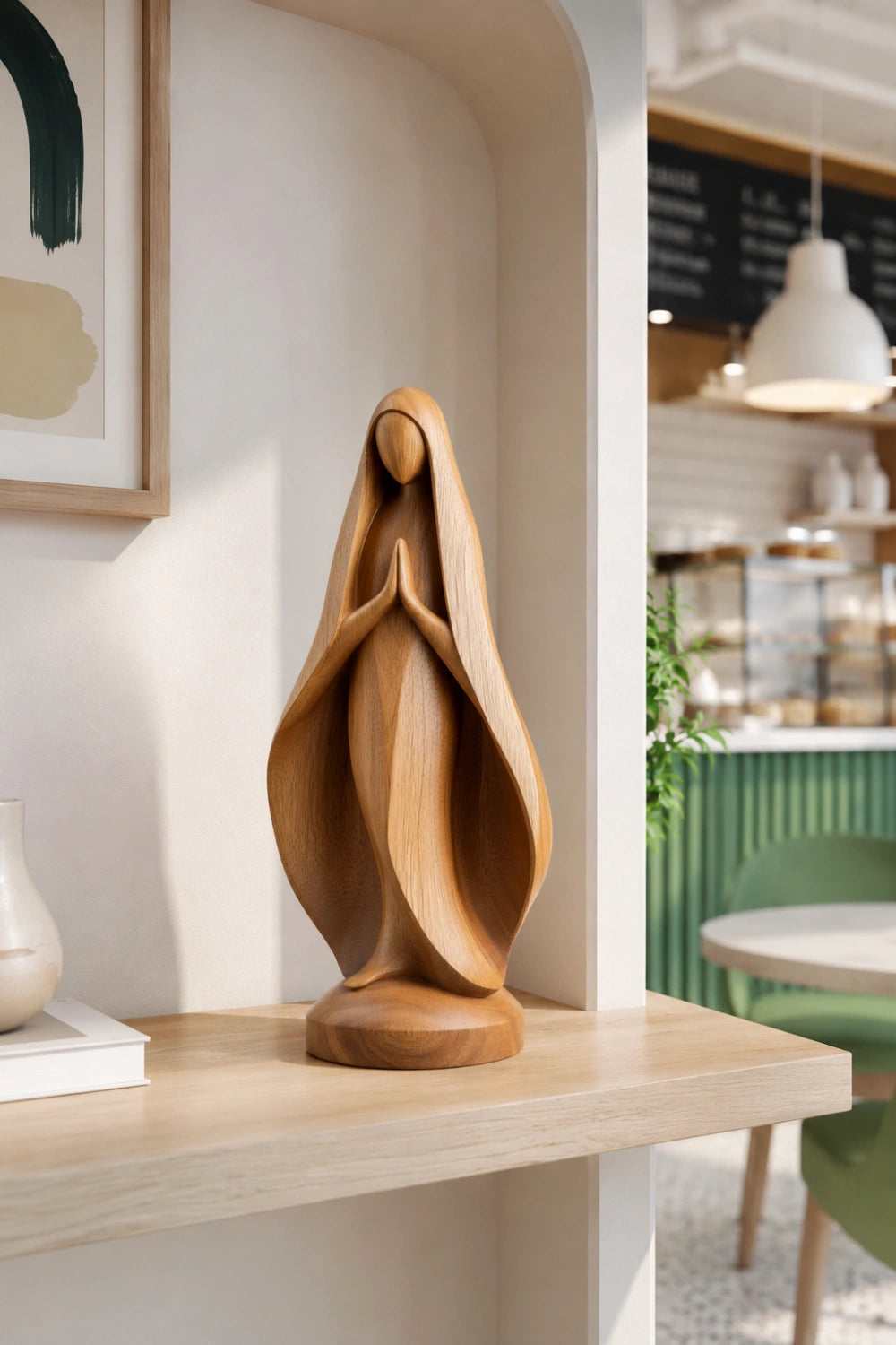 Carved Wood Praying Statue | Spiritual Home Decoration Gift