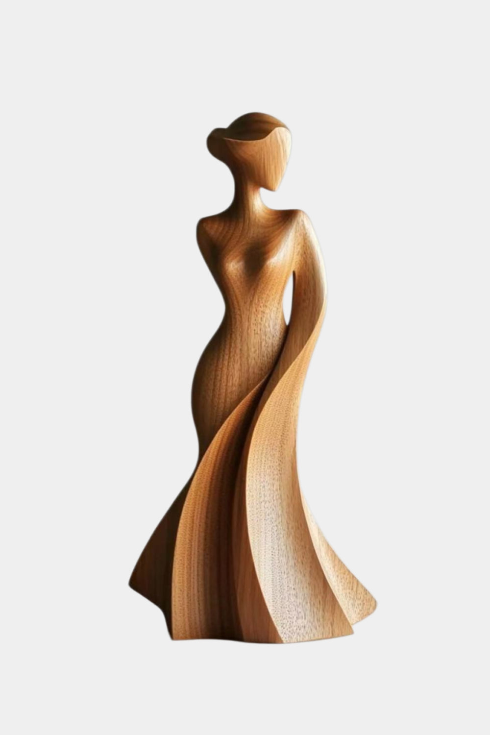 Graceful Wood Lady Statue | Flowing Dress Decoration Gift