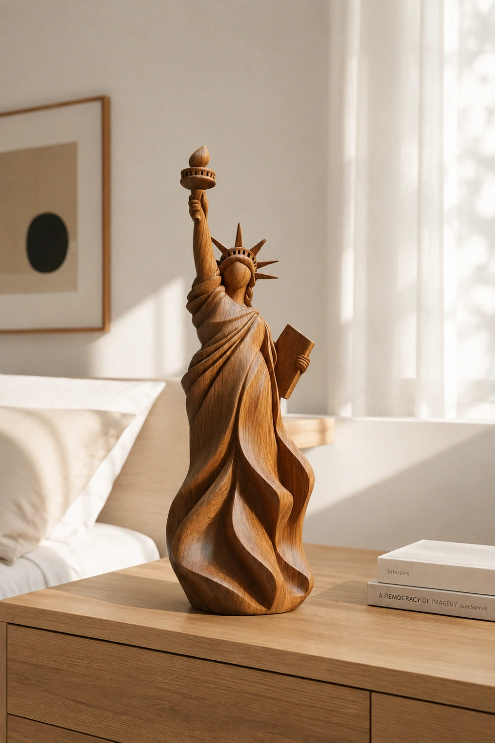 Statue Of Liberty Wooden Sculpture | Hand-Carved Americana Art