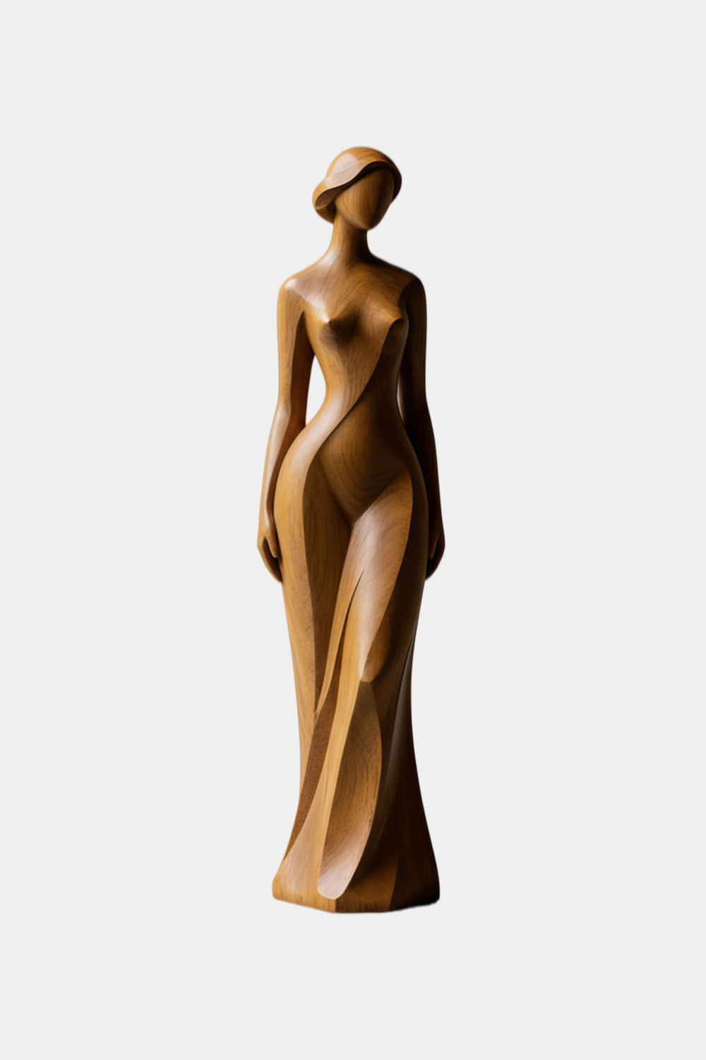 Wooden Female Statue | Abstract Woman Sculpture Decor