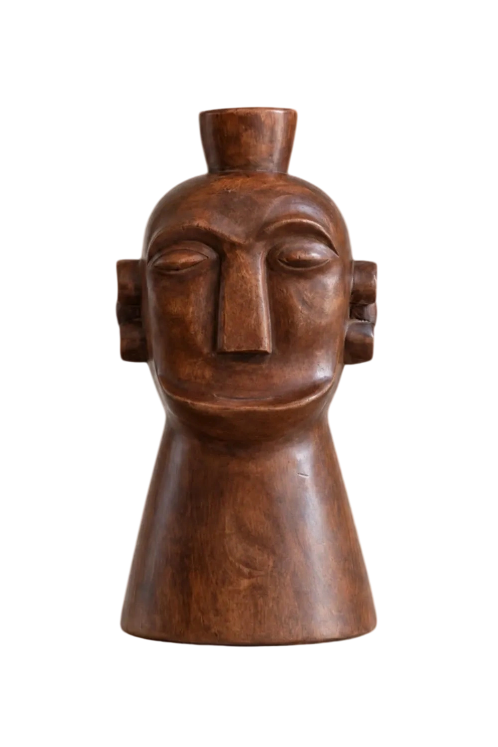 Handcrafted Wooden Tribal Head Bust Statue | Primitive Face Sculpture Decor