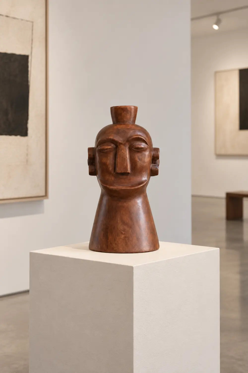 Handcrafted Wooden Tribal Head Bust Statue | Primitive Face Sculpture Decor