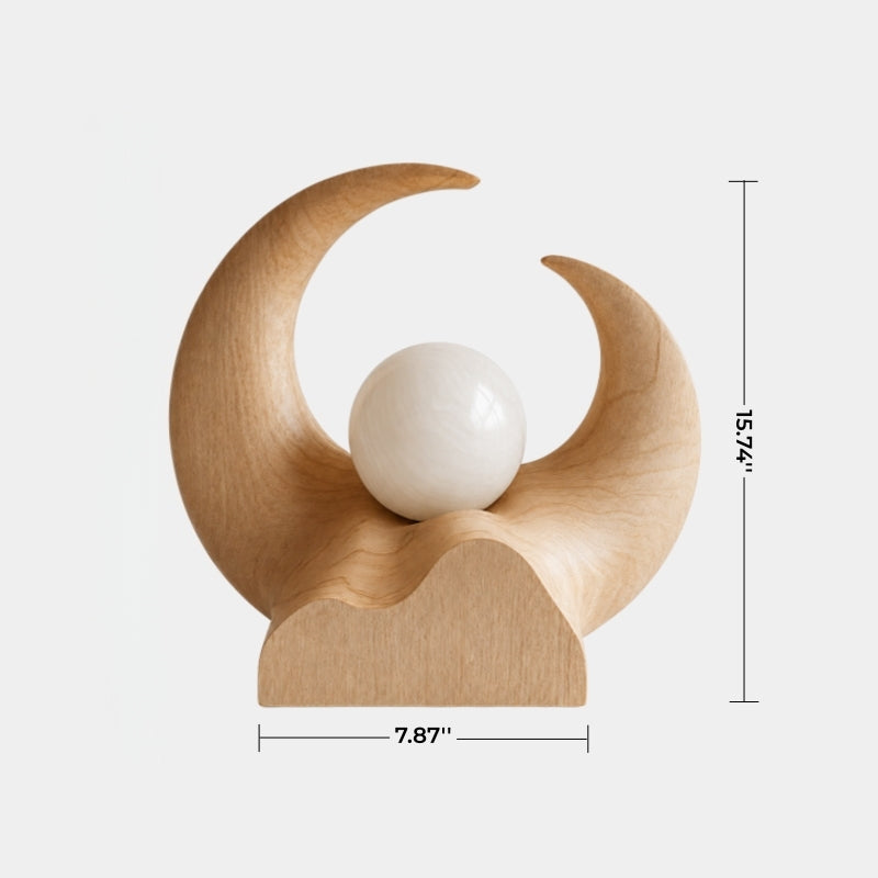 Abstract Crescent Wood Lamp | Serene Wabi-Sabi Decor Unique Gift