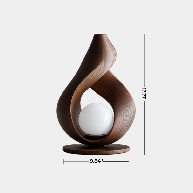 Fluid Teardrop Wood Orb Lamp | Sculptural Organic Decor Aesthetic Gift