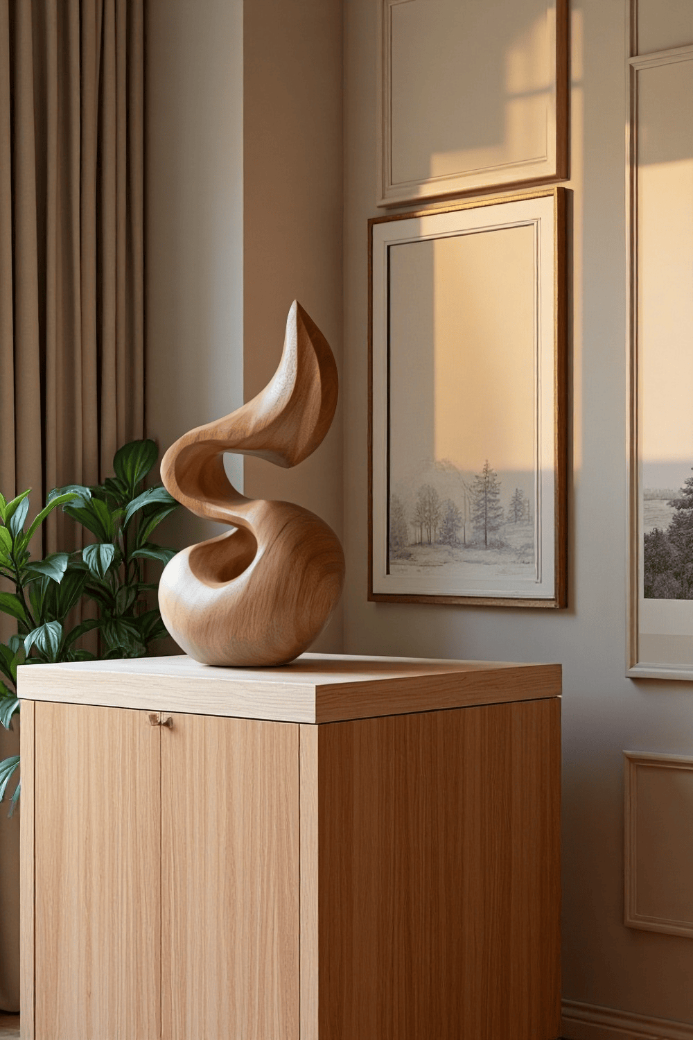 Abstract Wooden Sculpture Handcrafted Art Piece for Modern Home Decor