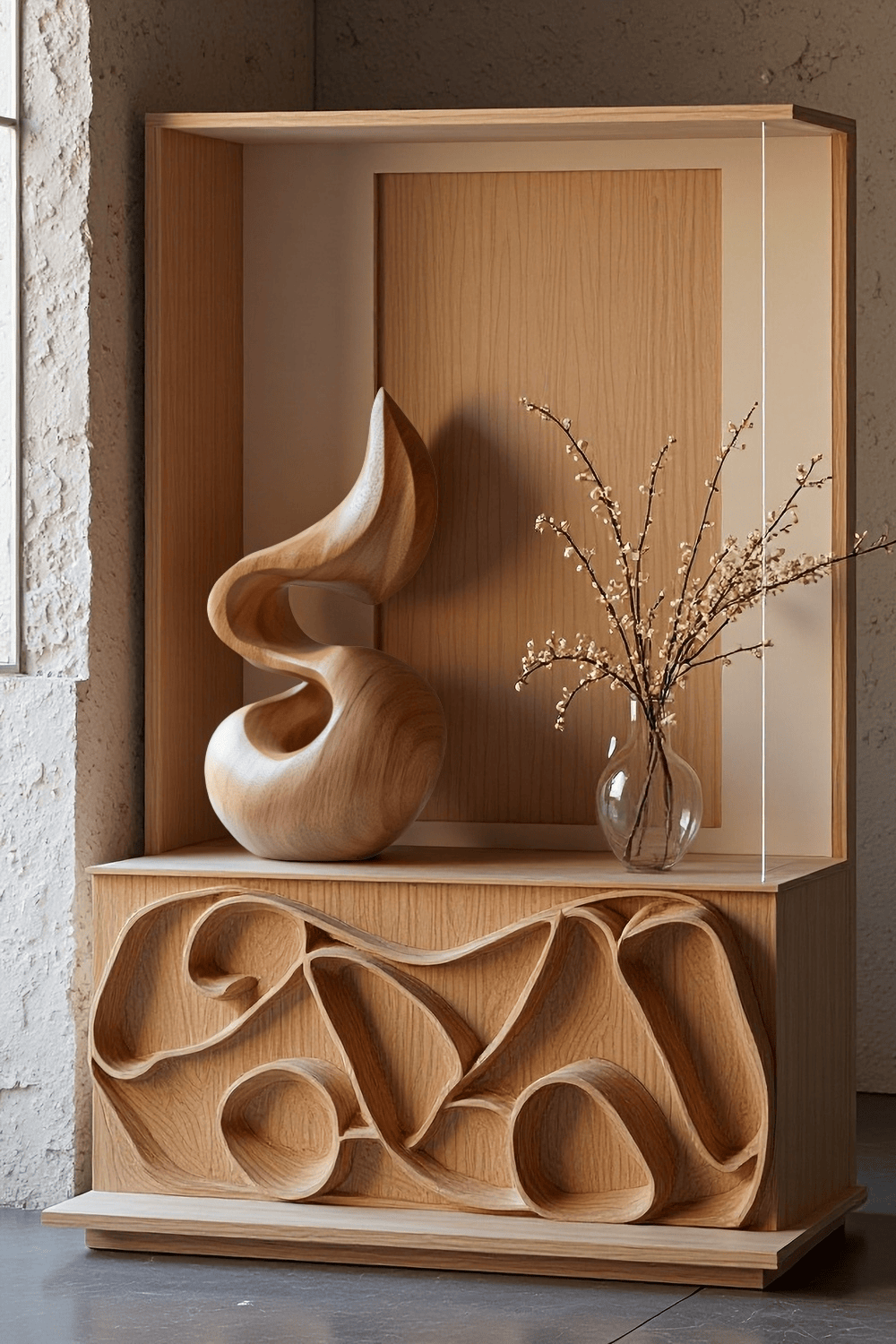 Abstract Wooden Sculpture Handcrafted Art Piece for Modern Home Decor