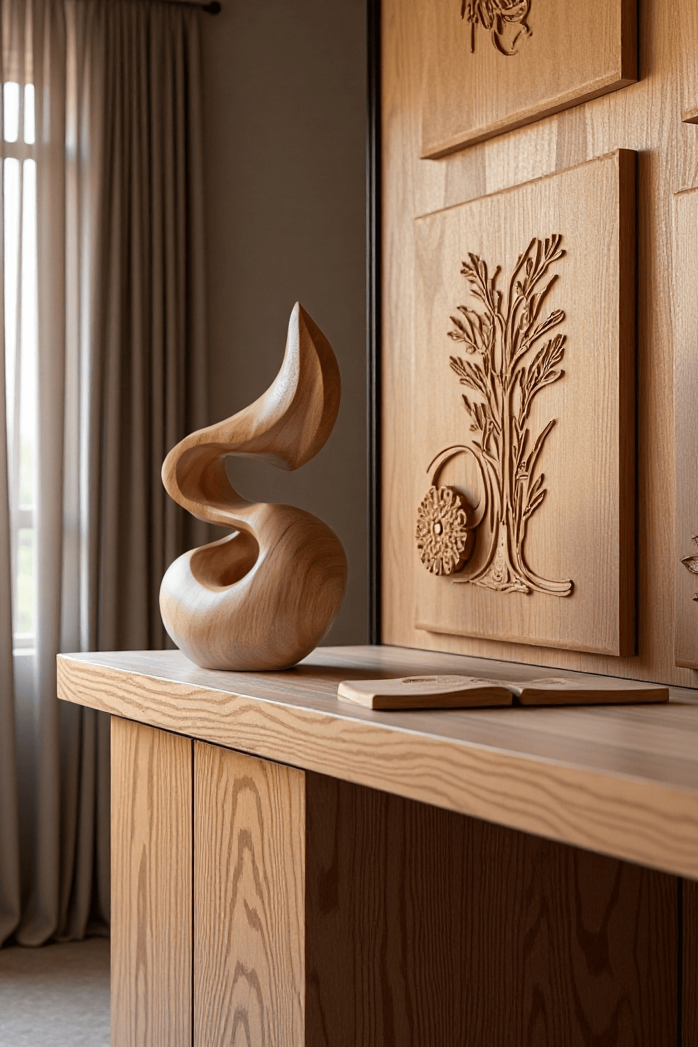 Abstract Wooden Sculpture Handcrafted Art Piece for Modern Home Decor