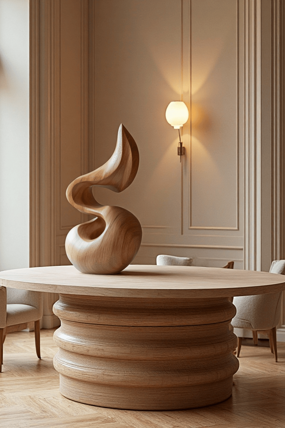 Abstract Wooden Sculpture Handcrafted Art Piece for Modern Home Decor