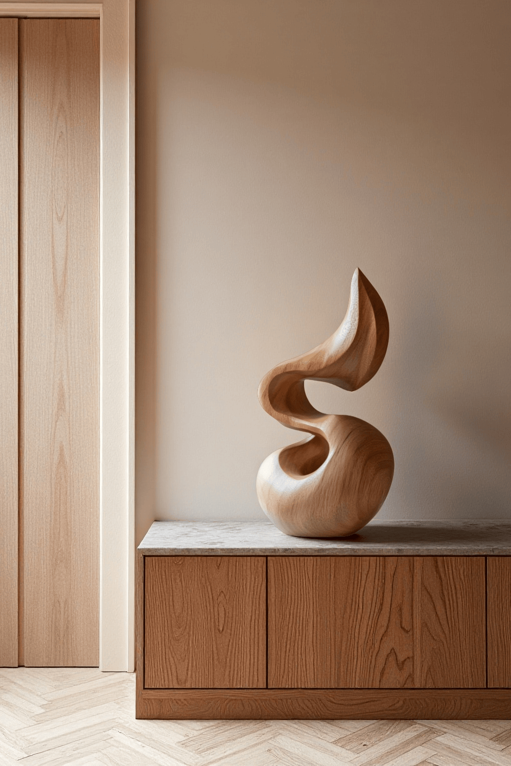 Abstract Wooden Sculpture Handcrafted Art Piece for Modern Home Decor