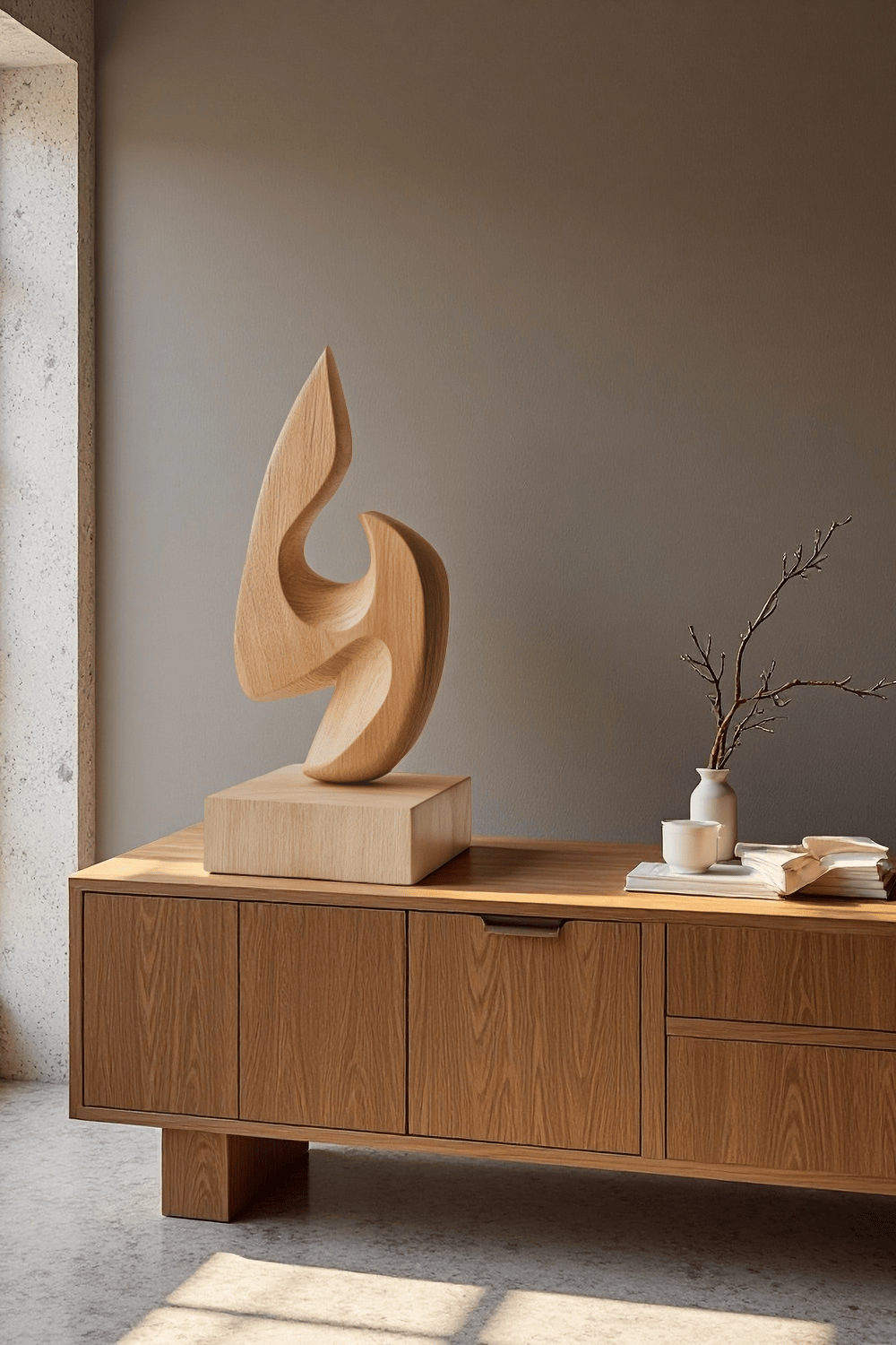 Abstract Wooden Sculpture Handcrafted Art Piece for Modern Home Decor