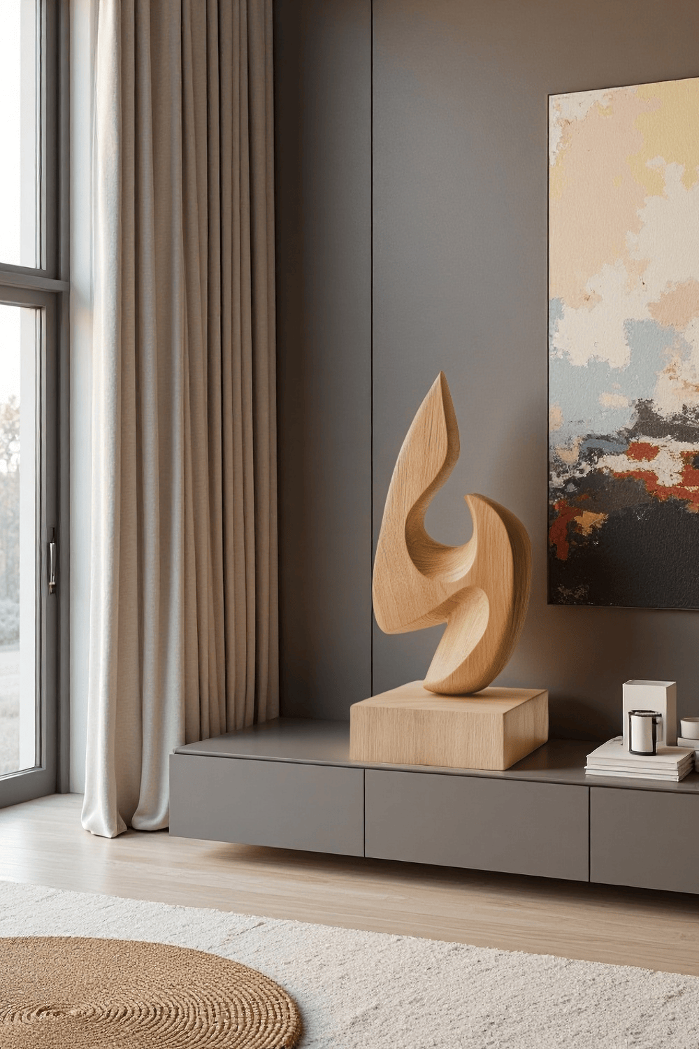 Abstract Wooden Sculpture Handcrafted Art Piece for Modern Home Decor