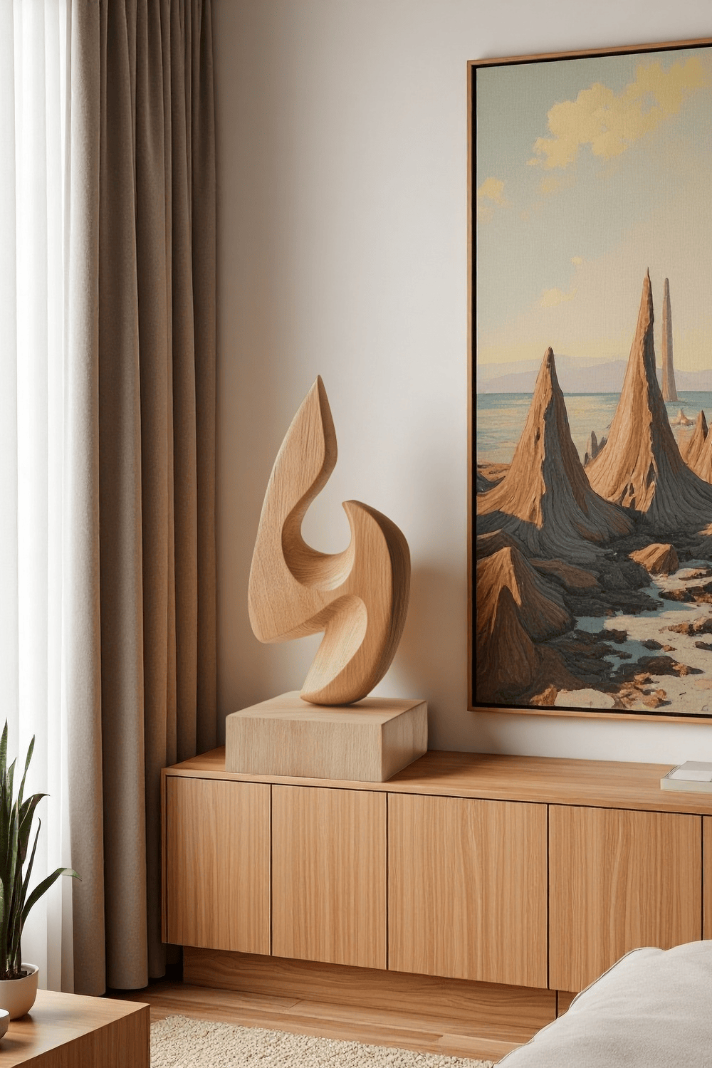 Abstract Wooden Sculpture Handcrafted Art Piece for Modern Home Decor