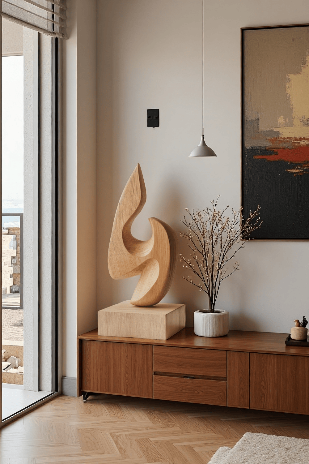 Abstract Wooden Sculpture Handcrafted Art Piece for Modern Home Decor