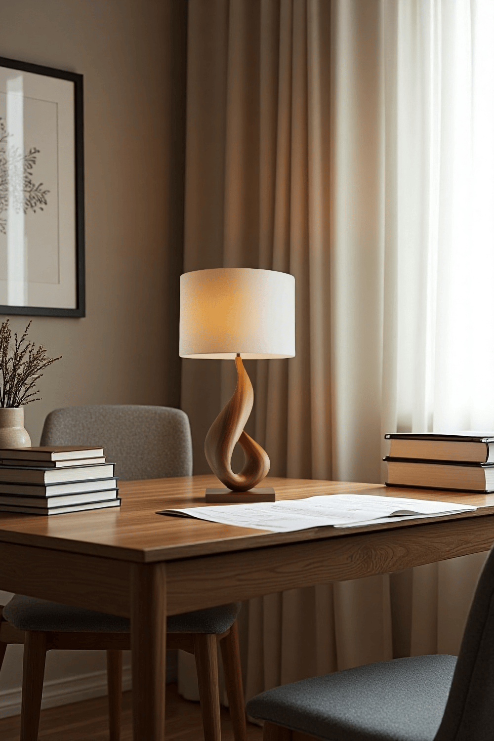 Handcrafted Wooden Table Lamp Elegant Natural Wood Lighting Home Decor