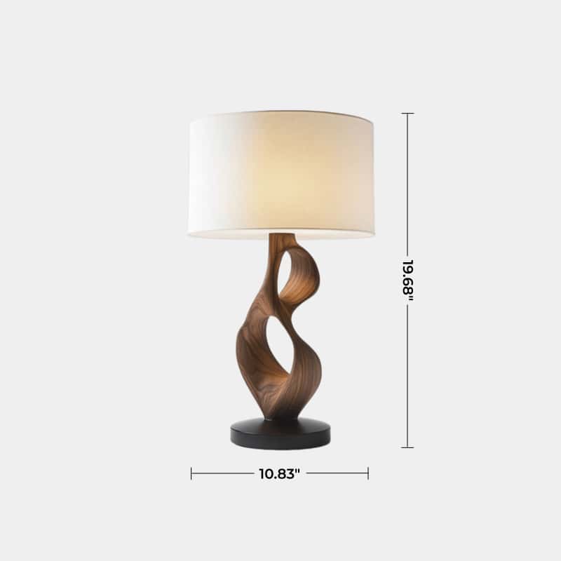 Modern Wooden Table Lamp Handcrafted Sculptural Bedside Light for Home Decor