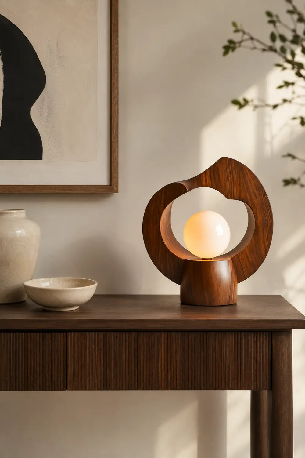 Sculptural Wood Halo Lamp | Modern Abstract Decor & Unique Gift Idea