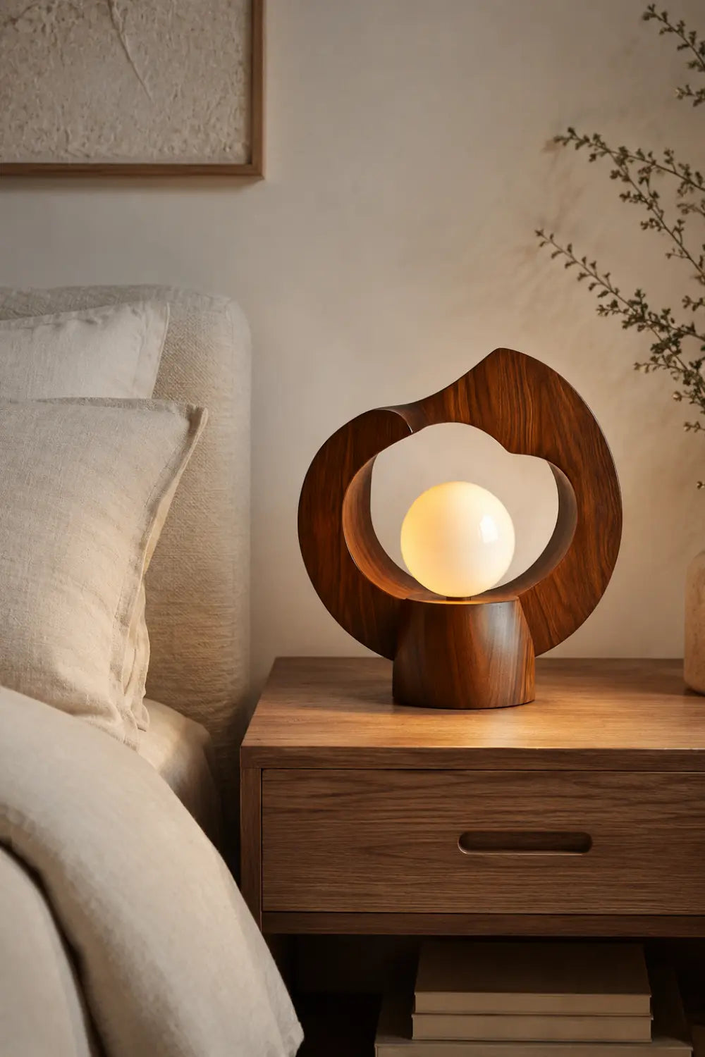 Sculptural Wood Halo Lamp | Modern Abstract Decor & Unique Gift Idea