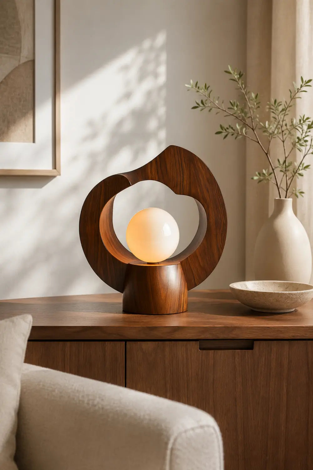 Sculptural Wood Halo Lamp | Modern Abstract Decor & Unique Gift Idea