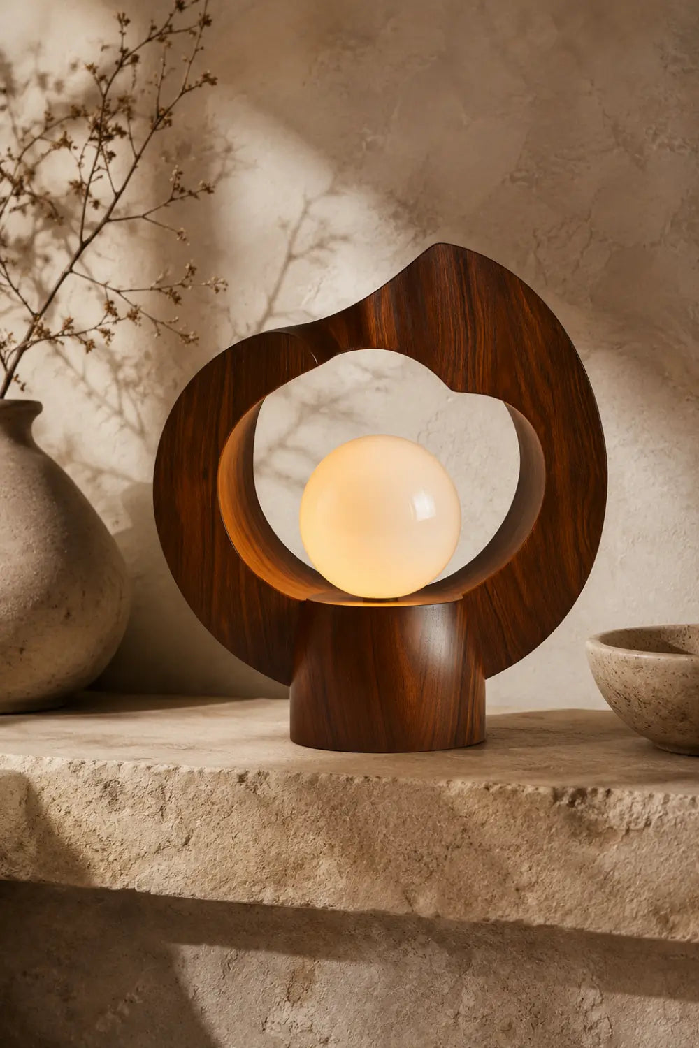 Sculptural Wood Halo Lamp | Modern Abstract Decor & Unique Gift Idea