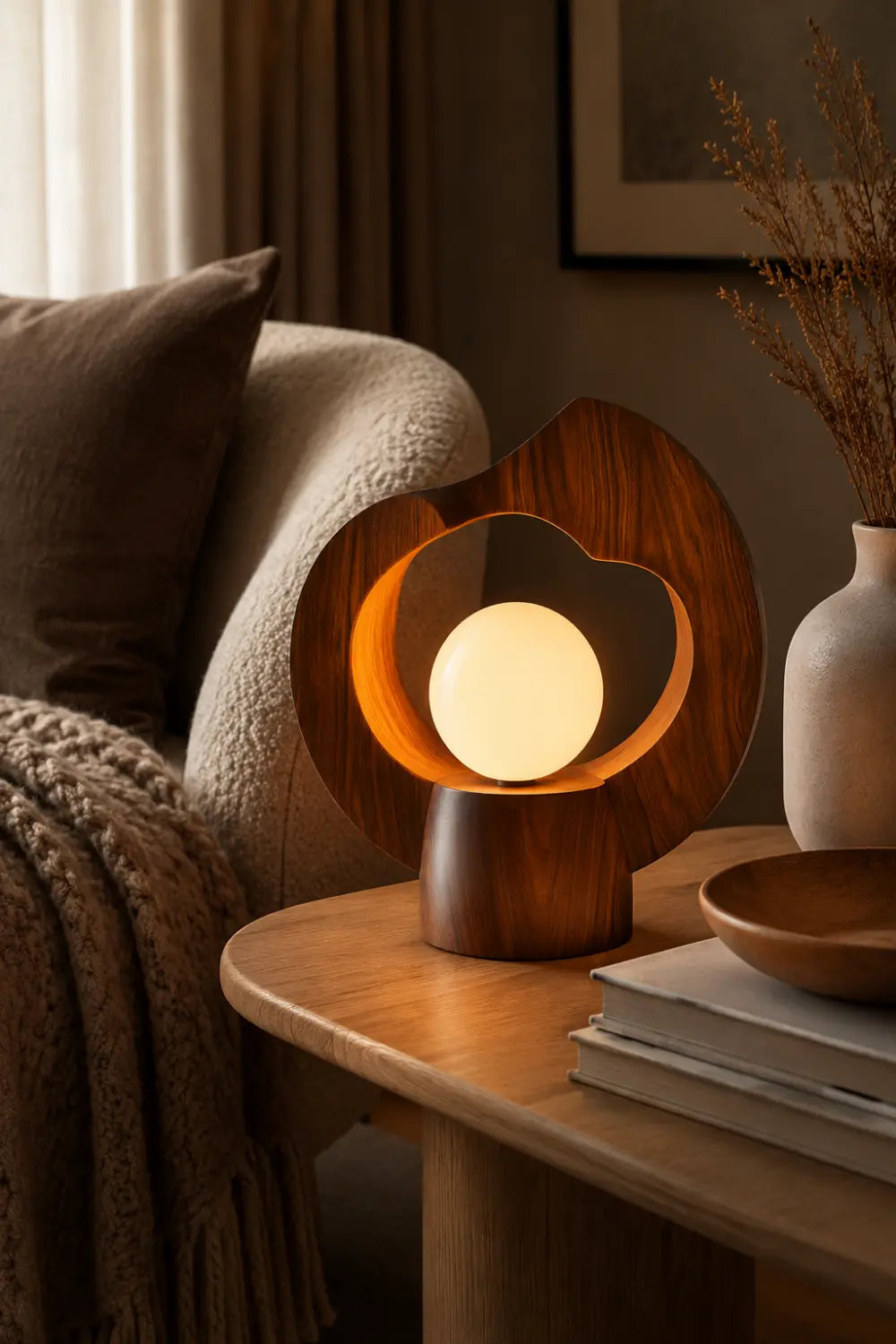 Sculptural Wood Halo Lamp | Modern Abstract Decor & Unique Gift Idea