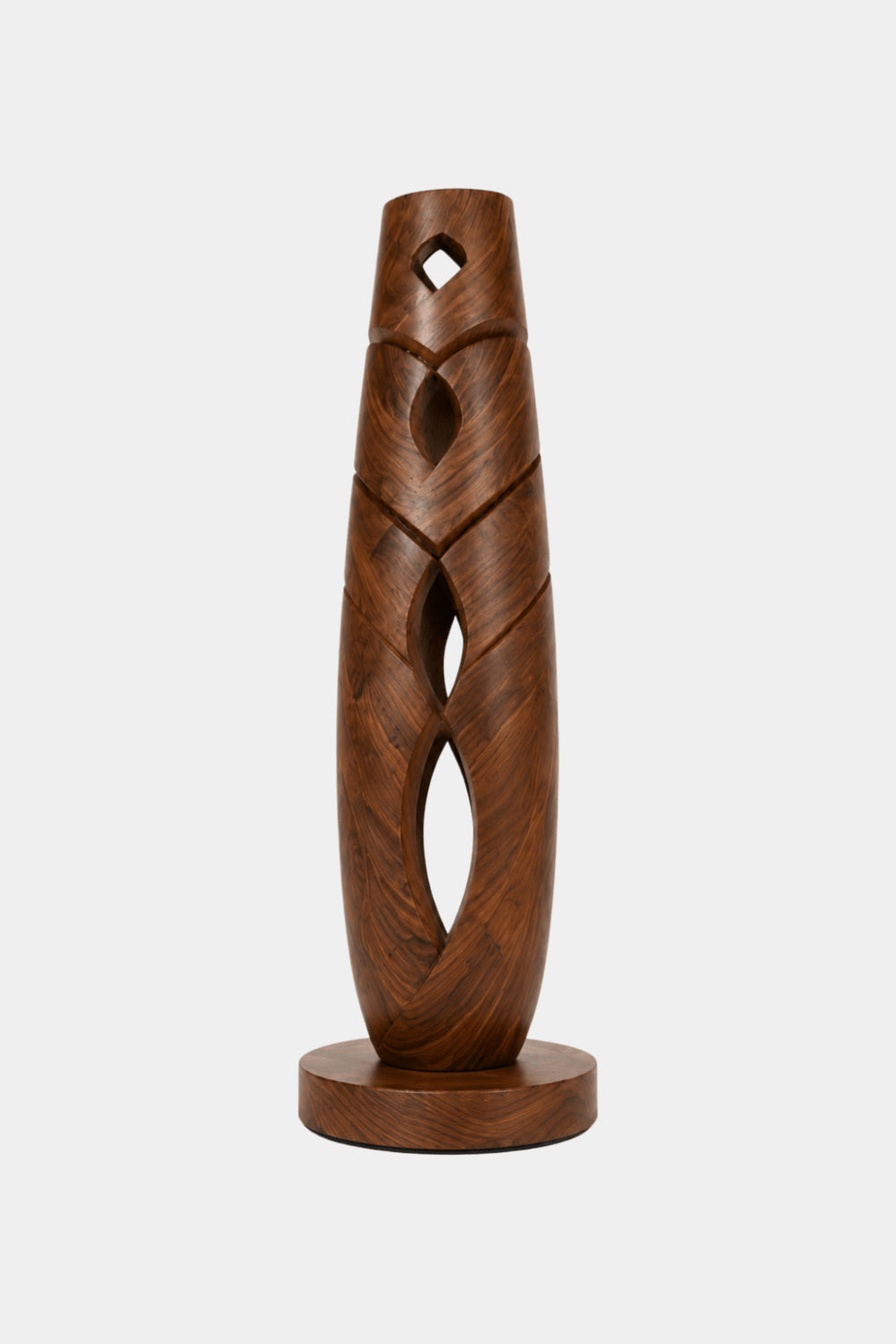Tall Lattice Wood Sculpture Lamp | Handcrafted Vertical Ambient Light Decor