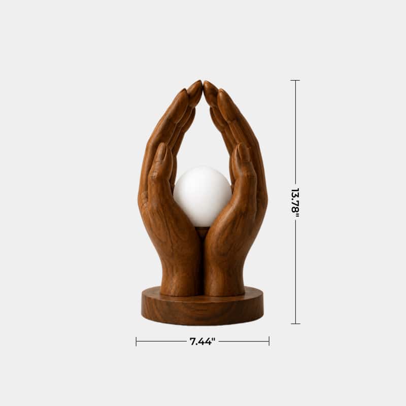 Creative Wood Cupped Hands Lamp | Unique Orb Light for Home Decoration