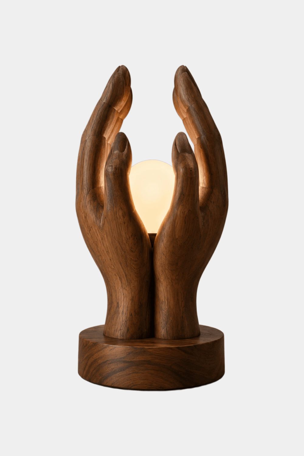 Creative Wood Cupped Hands Lamp | Unique Orb Light for Home Decoration