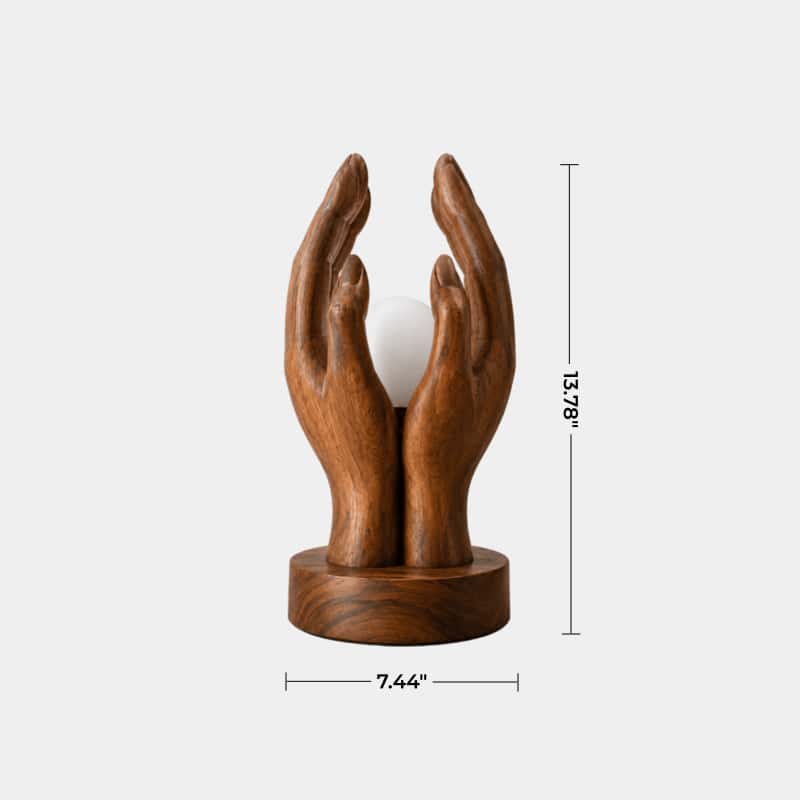 Creative Wood Cupped Hands Lamp | Unique Orb Light for Home Decoration