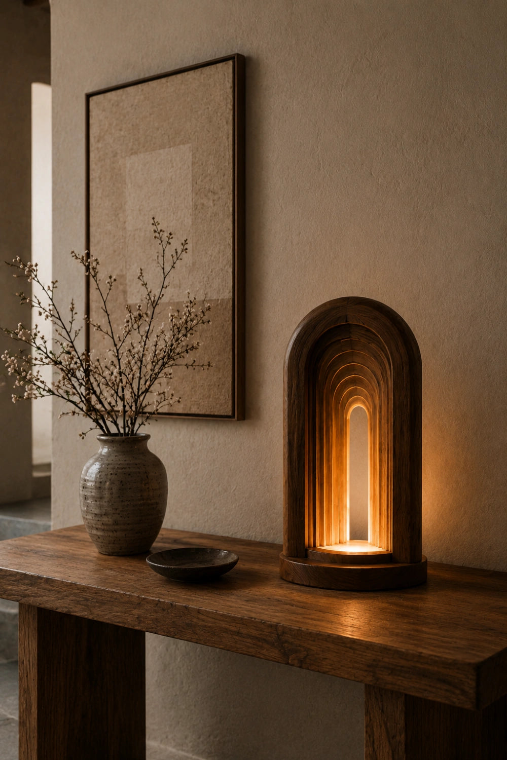 Modern Infinity Arch Wood Lamp | Layered Tunnel Sculpture Light | Aesthetic Decor Gift