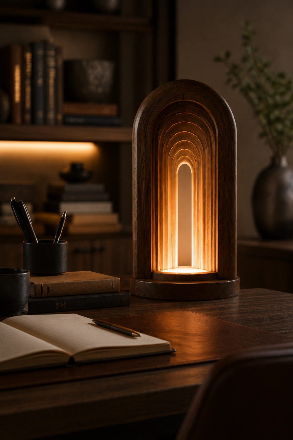 Modern Infinity Arch Wood Lamp | Layered Tunnel Sculpture Light | Aesthetic Decor Gift