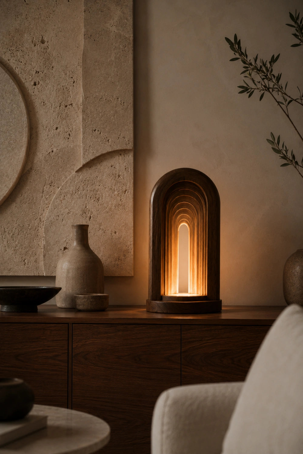 Modern Infinity Arch Wood Lamp | Layered Tunnel Sculpture Light | Aesthetic Decor Gift