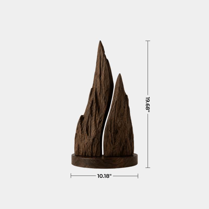 Rustic Mountain Peak Wood Lamp | Handcrafted Raw Wood Sculpture Decor & Gift