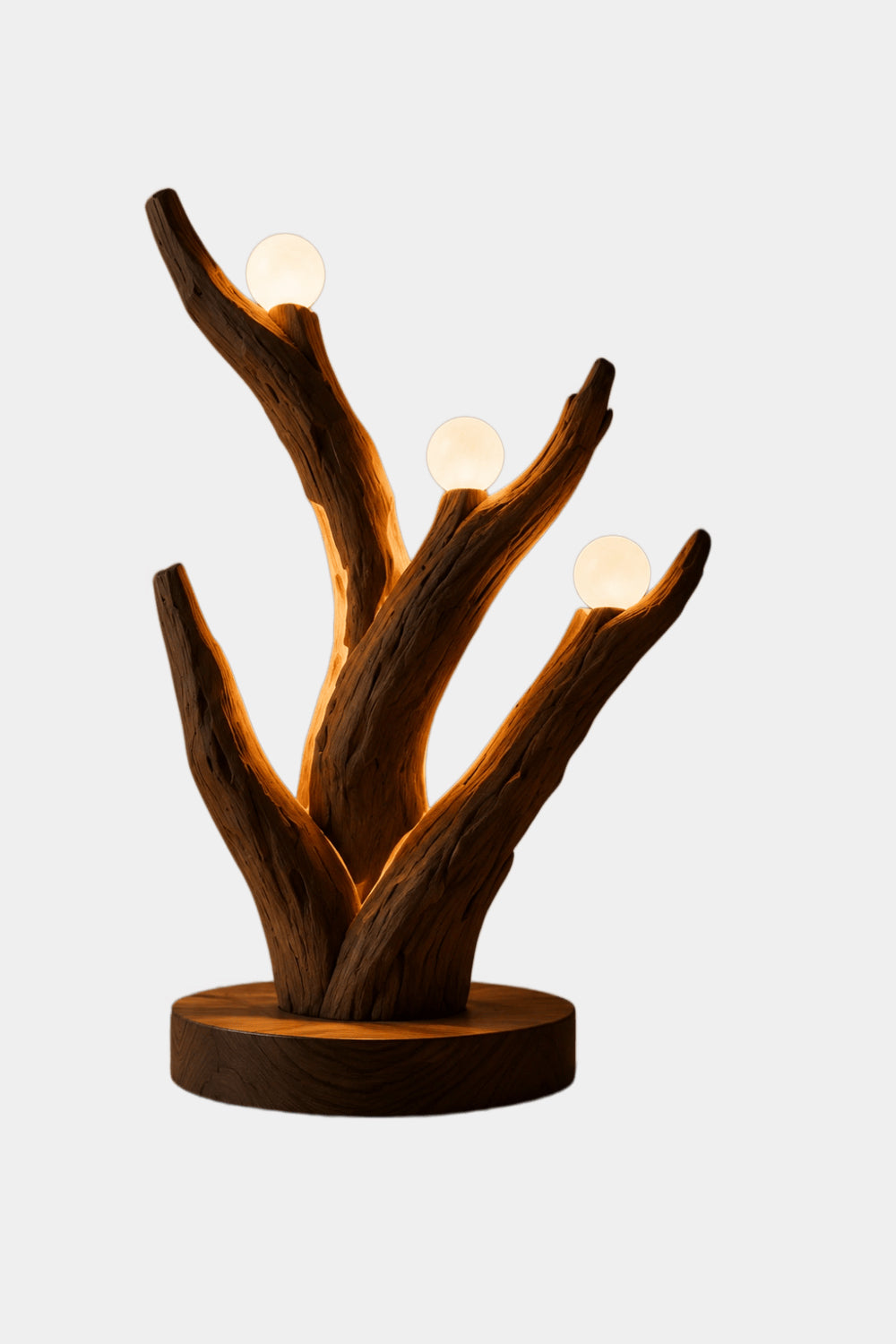 Multi-Light Tree Branch Wood Lamp | Unique Sculptural Decoration & Gift