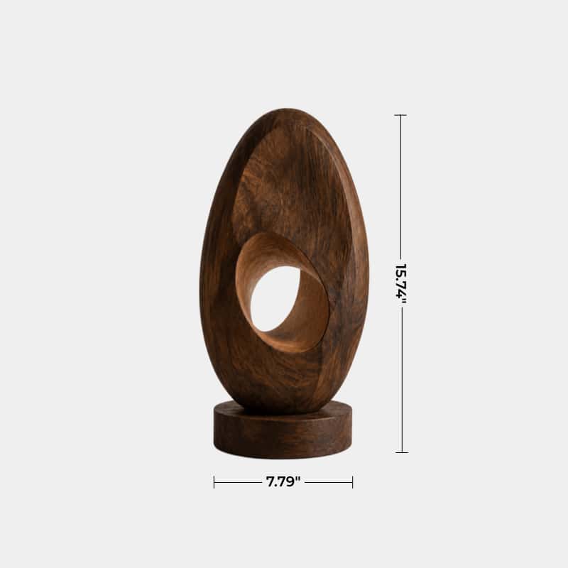 Abstract Oval Wood Sculpture Lamp | Modern Vortex Light | Aesthetic Tabletop Gift