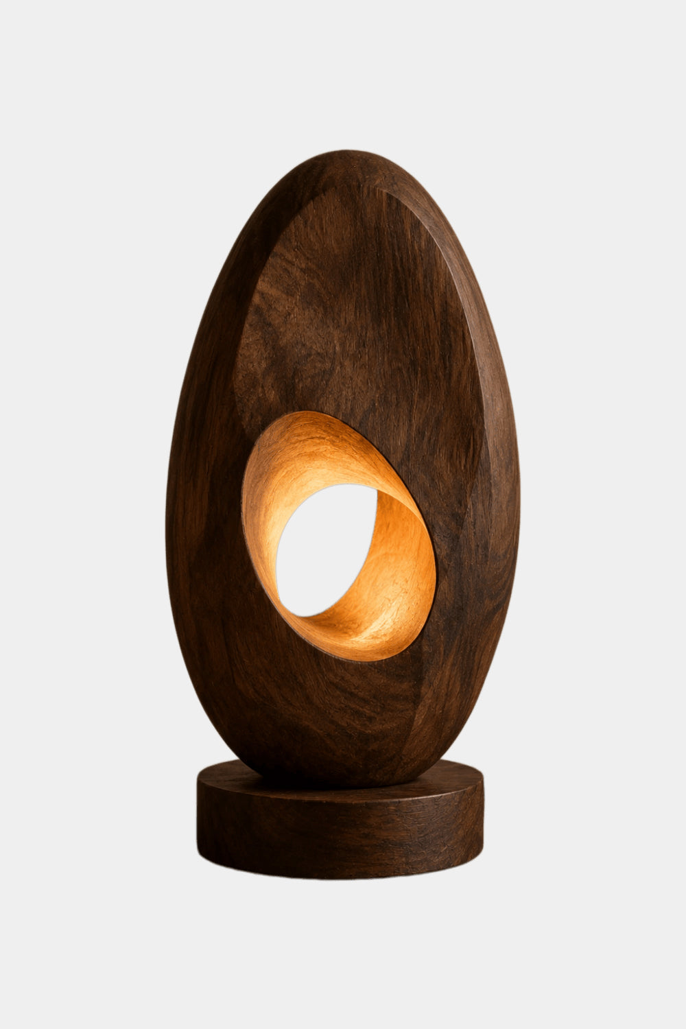 Abstract Oval Wood Sculpture Lamp | Modern Vortex Light | Aesthetic Tabletop Gift