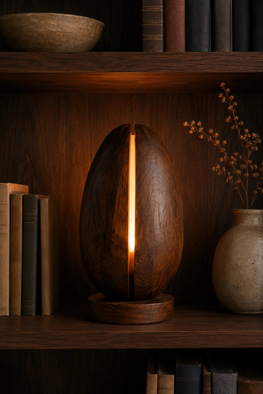 Minimalist Split Wood Lamp | Glowing Fissure Sculpture for Modern Decor & Gift