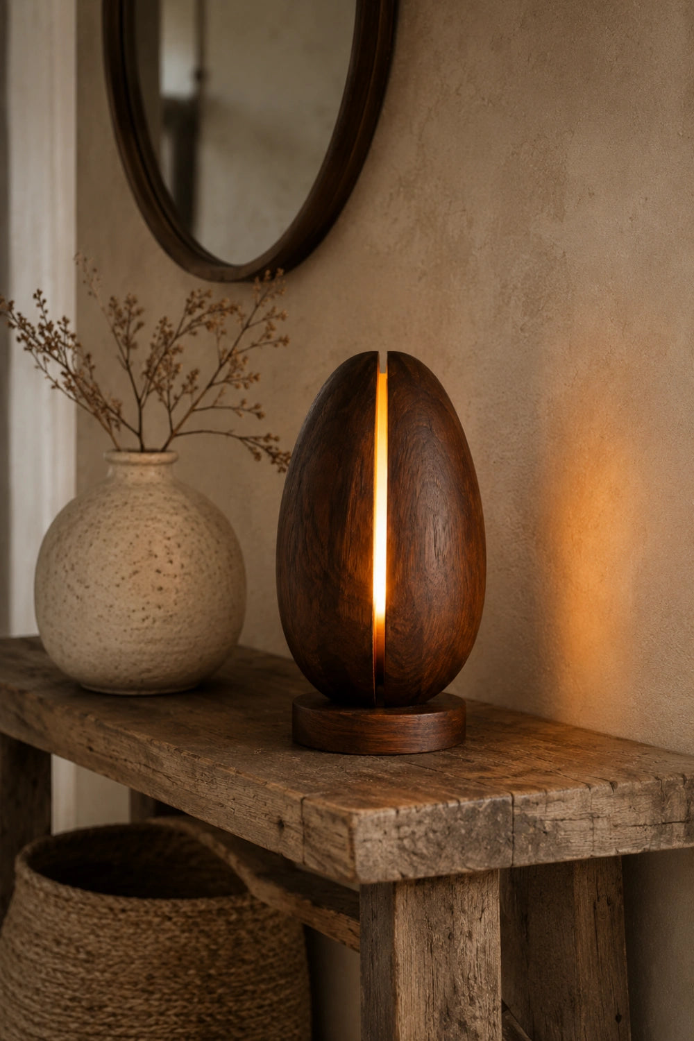 Minimalist Split Wood Lamp | Glowing Fissure Sculpture for Modern Decor & Gift